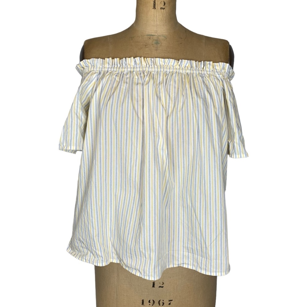 🌷 5/$25 H&M Striped off the Shoulder Poplin Top Size US 6